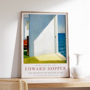 Edward Hopper Exhibition Poster, Rooms by the Sea, Wall Art Decor, Realism, Architecture, Scenery, Gift Idea, Minimalism