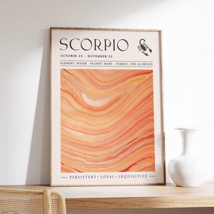 Znak zodiaku Skorpion Wydruk, plakat ze znakiem zodiaku, prezent urodzinowy, znak zodiaku, znak zodiaku astrologiczny, wydruk artystyczny, wystrój boho, sztuka do sypialni, A1/A2/A3/A4