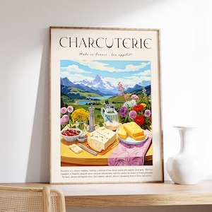 Poster di cibo, stampa di formaggio francese, arredamento da cucina, arte di cibo e bevande, arredamento di ristoranti, arte murale di caffè, arte culinaria, stampa di cibo vintage