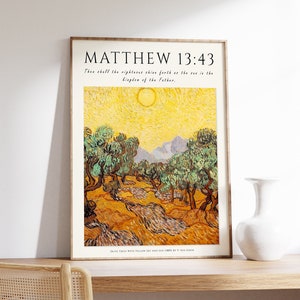 Bible Verse Poster, Bible Art, Olive Trees, Van Gogh Art, Christian Home Decor, Floral Print, Floral Decor, Gift, A1/A2/A3/A4