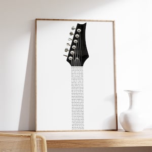 Custom Guitar Lyrics Print, Personalised Music Poster, Customizable Music Gift, Anniversary Gift, Music Gift, Wedding Gift, A1/A2/A3/A4