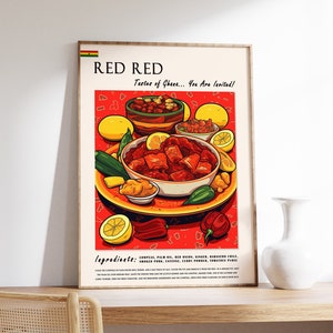 Red Red Ghanaian Food Poster, African Food Print, Ghana Food Art, African Food Poster, Exotic Food Art, Kitchen Decor, African Art