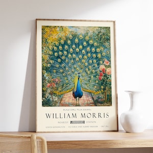 William Morris Print, William Morris Exhibition Poster, Kew Gardens Print, London Print, William Morris Poster, Vintage Art, Peacock Print