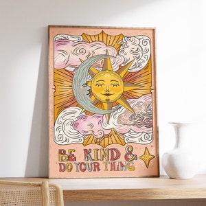 70s Psychedelic Astrology Art Print, Spiritual Decor