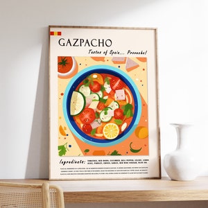 Spannish Gazpacho Food Poster, Spanish Food Print, Spain Decor, Kitchen Decor, European Food Art, Retro Print, Food Gift, Kitchen poster