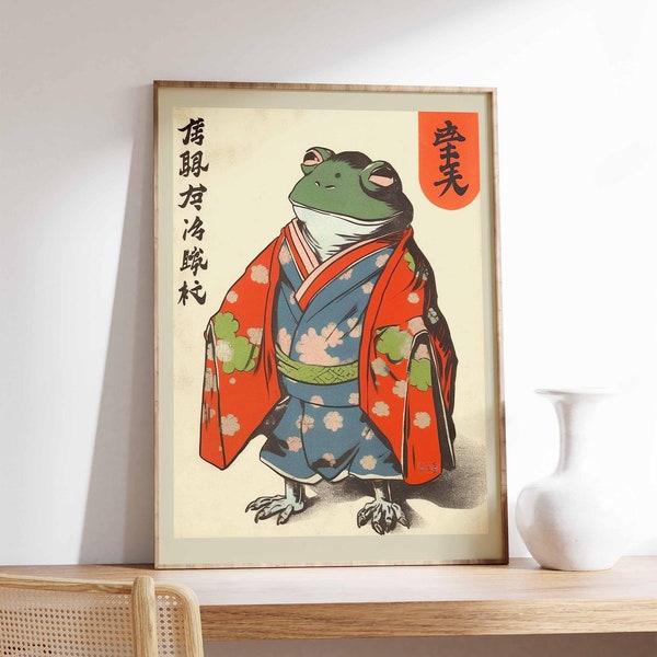 Matsumoto Hoji Frog Print, Japanese Frog Poster, Matsumoto Hoji Vintage Art Print, Animal Art, Funny Animal Print, Animal Gift, A1/A2/A3/A4