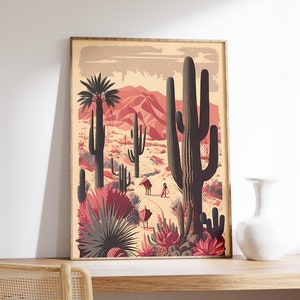 Vintage Mexikanische Kaktus Poster, Bunte mexikanische Kunstdrucke, Traditionelle Mexikanische Kunstwerk, Blumen Vintage Poster, Latein Dekor, Kulturelles Geschenk