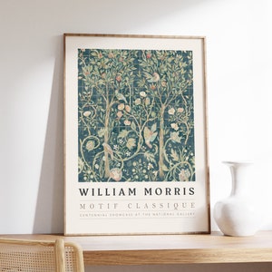 William Morris Floral Art Print, William Morris Exhibition Poster, Vintage Mid Century Poster, Floral Decor, Vintage Print, William Morris