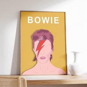 David Bowie Print, David Bowie Poster, Music Art, Music Print, Music Gift, Rock Music, Wall Art Decor