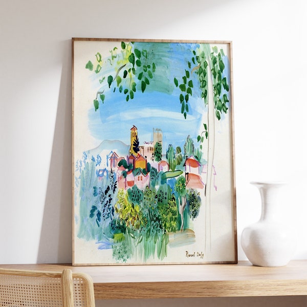 Poster Raoul Dufy, Vernet les Bains, impression fauviste, art expressionniste, décoration tendance, art mural floral, paysage et nature, A1/A2/A2/A3