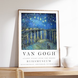 Van Gogh Exhibition Poster, Starry Night Over The Rhone, Van Gogh Print, Wall Art Decor, Floral Scenery Nature, Gift Idea, A1/A2/A3/A4