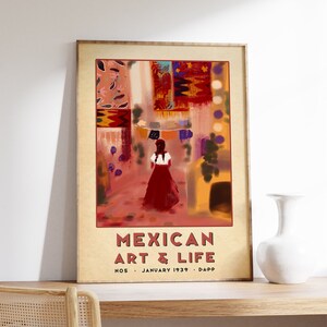 Mexikanische Kunst, Ausstellungsplakat, Vintage Reise-Wanddekor