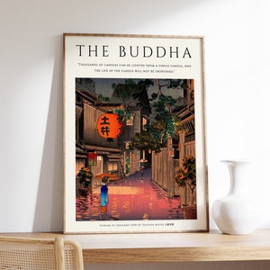Buddhist Art, Buddha Art, Japanese Art, Spiritual Art, Religious Home Decor, Floral Print, Meditation Art, Indian Art, Gift, A1/A2/A3/A4