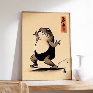 Matsumoto Hoji Poster, Japanese Frog Print, Funny Frog Print, Vintage Japanese Art Print, Japanese Decor, Funny Animal Gift, A1/A2/A3/A4