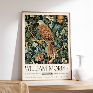 William Morris Print, William Morris Exhibition Poster, Kew Gardens Print, London Print, William Morris Poster, Vintage Wall Art, Bird Art