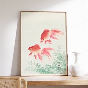 Two Goldfish Japanese Poster, Japanese Wall Art by Ohara Koson, Asian Art, Animal Print, Animal Decor, Fish Poster, Gift Idea, A1/A2/A3/A4
