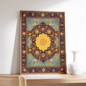Islamic Floral Art Poster, Traditional Islamic Pattern Print, Islamic Geometric Artwork, Arabic Calligraphy Poster, Muslim Art, Muslim Gift