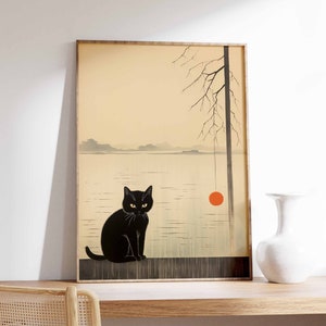Vintage Japanese Cat Poster, Japanese Cat Print, Cat Gift, Gift for Cat Lovers, Animal Art, Ukiyo-e Print, Asian Art, Oriental Decor
