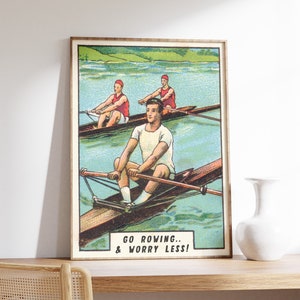 Roeiposter, roeikunstprint, sportkunst, sportprint, hobby&#39;s buiten, vintage kunst, retrokunst, roeicadeaus, a1/a2/a3/a4