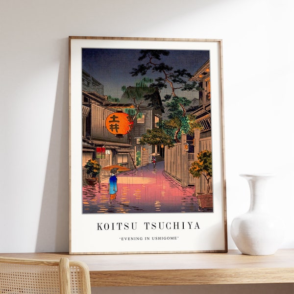 Affiche japonaise, impression murale japonaise, Koitsu Tsuchiya, soirée à Ushigome, décoration asiatique, décoration d'art murale orientale, paysage, A1/A2/A3/A4