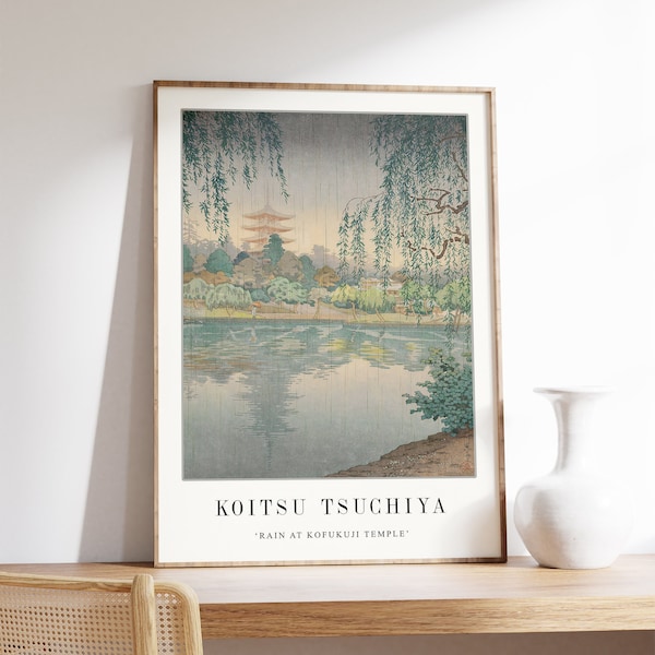 Japanese Poster, Japanese Wall Print, Koitsu Tsuchiya, Rain at Kofukuji Temple, Asian Decor, Oriental Wall Art Decor, Scenery, A1/A2/A3/A4