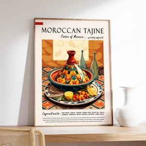 Moroccan Tajine Food Poster, Morocco Food Print, Tajine Poster, Kitchen Print, Kitchen Decor, Food Art, Food & Drink Art