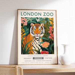 London Zoo Poster, Tiger Druck, Vintage Zoo Poster, Tier Kunst, Retro Tier Dekor, Vintage Wandkunst, Tier Wandkunst, Tier Geschenk
