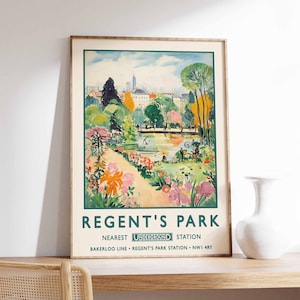 Regent&#39;s Park London Print, William Morris Poster, London Print, Botanical Gardens Print, Vintage Wall Art, Floral Art, A1/A2/A3/A4