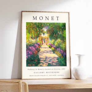 Claude Monet Poster, Pathway in Monet's Garden, Monet Print, Vintage Floral Decor, Nature and Scenery Art, Floral Decor, Gift, A1/A2/A3/A4