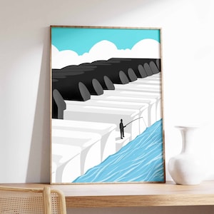 Music Piano Print, Music Poster, Retro Music Gift, Music Wall Art, Gift for Music Lover, Gift for Musician, Vintage Music Art