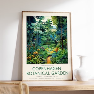 William Morris Print, Kopenhagen Botanische Gärten Poster, Nordic Dekor, Henri Rousseau Kunst, Skandinavische Dekoration, Vintage Blumenplakat