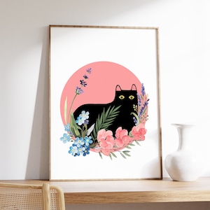 Japanese Cat Poster, Japanese Art Print, Cat Print, Travel Poster, Wall Art Decor