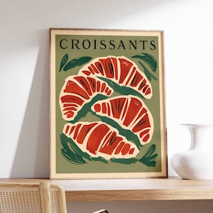 Croissants Poster, Baking Art, French Cafe Decor, Kitchen Decor, Kitchen Poster, Food Art, Restaurant Decor, Cafe Decor, Food Gift