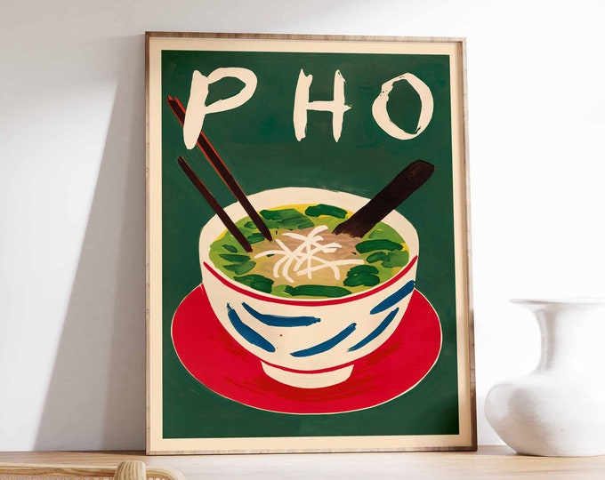 Pho Poster, Vietnamese Food Art, Asian Food Art, Kitchen Decor, Kitchen Poster, Food Art, Restaurant Decor, Cafe Decor, Food Gift