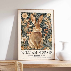 Stampa di William Morris, Poster di coniglio, Poster di William Morris, Stampa botanica, Poster di Kew Gardens, Arte della giungla, Stampa di animali, Arte floreale