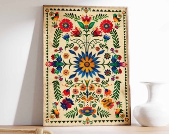Vintage Mexican Floral Print, Botanical Wall Art