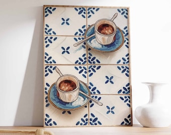 Póster de café, impresión de comida italiana, decoración de cocina, arte retro de café, arte gastronómico vintage, póster de comida y bebida, impresión de café