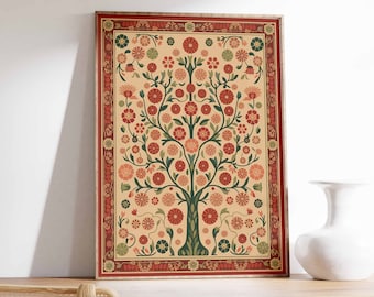 Indian Floral Art Print, Traditional Pichwai Poster
