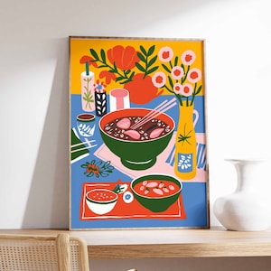 Vietnamese Food Poster, Pho Poster, Vietnam Print, Dinner Table Food Print, Kitchen Poster, Kitchen Decor, Food Poster