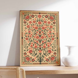 Indiase bloemenposter, traditionele Pichwai-kunstafdruk