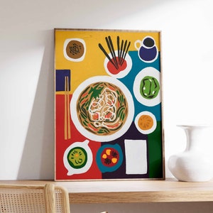 Pôster de comida vietnamita, pôster de Pho, impressão do Vietnã, impressão de comida para mesa de jantar, pôster de cozinha, decoração de cozinha, pôster de comida