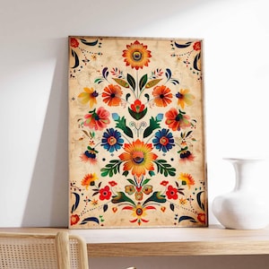 Vintage mexikanische Poster, mexikanische Drucke, mexikanische Dekoration, traditionelles lateinisches Dekor, Blumendruck, Botanische Wandkunst, Tropischer Druck, lateinische Kunst