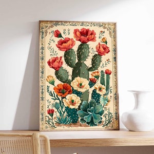 Vintages mexikanisches Plakat, Kaktusdruck, mexikanische Drucke, mexikanisches Dekor, traditionelles lateinisches Dekor, botanische Wandkunst, tropische Wandkunst, lateinische Kunst