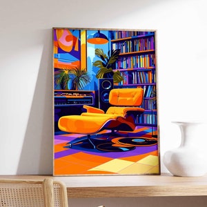 Retro Music Room, Vinyl Poster, Vintage Music Print, Record Store Art, Music Poster, Music Gift, Retro Music Artwork, Album Cover Art