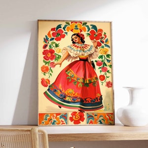 Vintage mexikanische Poster, mexikanische Drucke, mexikanische Dekoration, traditionelles lateinisches Dekor, Blumendruck, Botanische Wandkunst, Tropischer Druck, lateinische Kunst