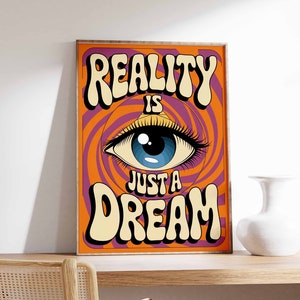 Póster de afirmación, póster de los años 70, arte de pared retro, arte de pared bohemio, impresión hippie, póster espiritual, póster vintage, decoración psicodélica, arte maravilloso