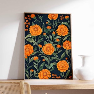Vintage mexikanische Poster, mexikanische Drucke, mexikanische Dekoration, traditionelles lateinisches Dekor, Blumendruck, Botanische Wandkunst, Tropischer Druck, lateinische Kunst