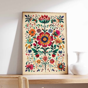 Vintage mexikanische Poster, mexikanische Drucke, mexikanische Dekoration, traditionelles lateinisches Dekor, Blumendruck, Botanische Wandkunst, Tropischer Druck, lateinische Kunst