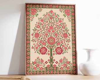 Indian Floral Art Print, Traditional Pichwai Poster