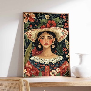 Vintage mexikanische Poster, mexikanische Drucke, mexikanische Dekoration, traditionelles lateinisches Dekor, Blumendruck, Botanische Wandkunst, Tropischer Druck, lateinische Kunst